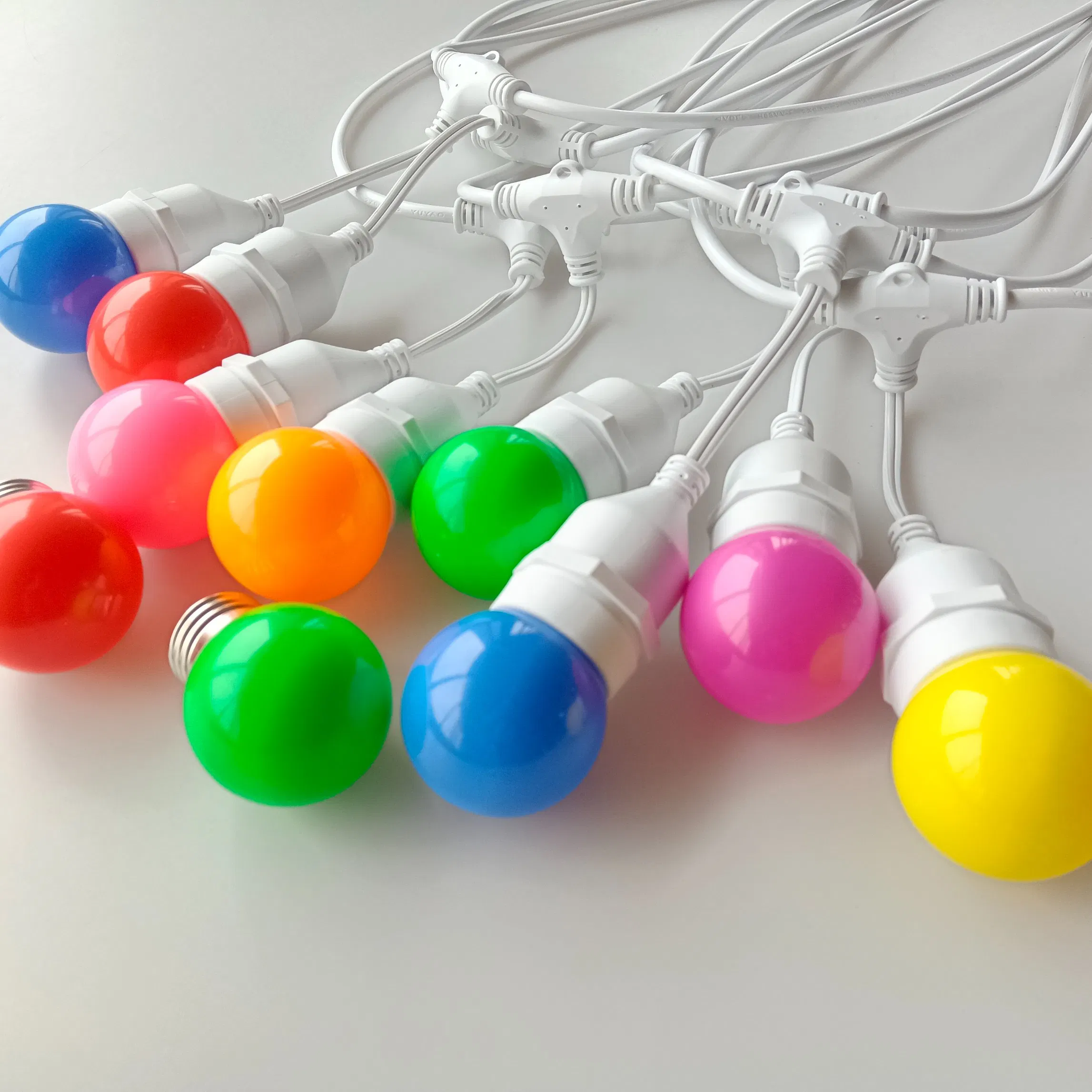 Luz de Cordão LED Multicolorida Solar para Jardim Casamento de Natal ao Ar Livre G45 16FT IP65