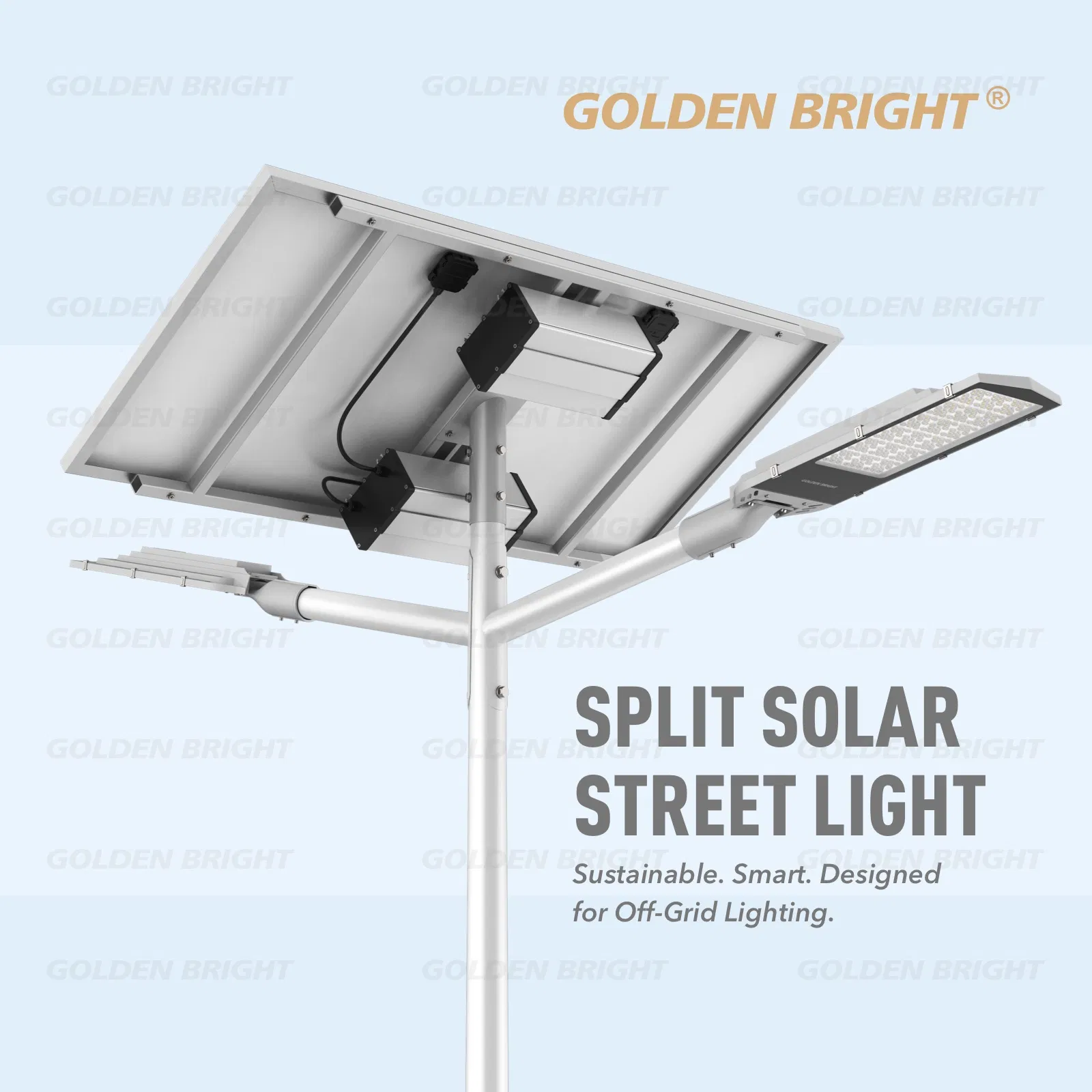Luz de Rua Solar Split ao Ar Livre com LiFePO4 Bateria e Lâmpada LED