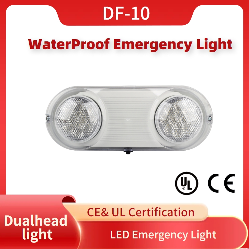 Iluminação de Emergência LED Ajustável com Duas Cabeças IP65 Iluminação de Emergência à Prova d'Água com Backup de Bateria