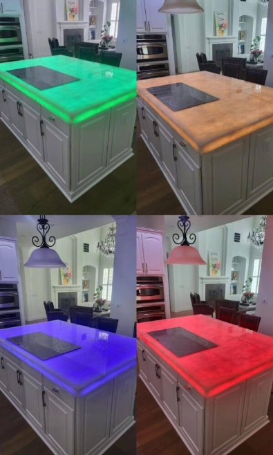 Painel de Luz de Fundo LED RGBW Painéis de Pedra de Ágata Colorida para Decoração de Piso e Parede Iluminada, Bancada Translúcida