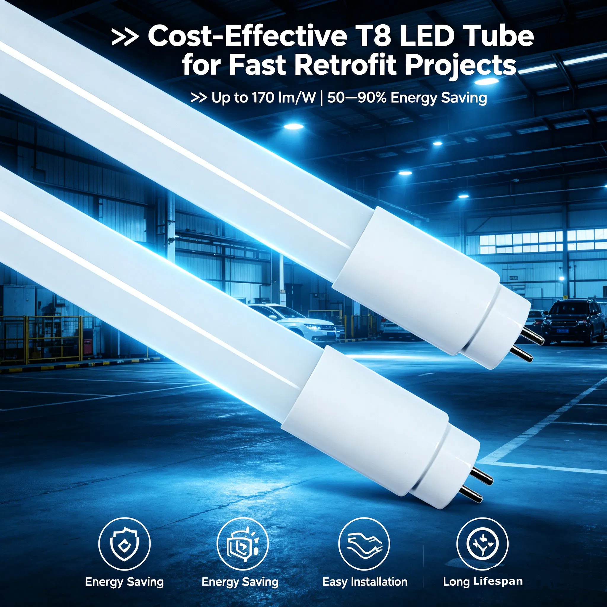 Substituição de Tubo de Luz LED T8 para Lâmpadas Fluorescentes 8W 18W 20W G13 Base Aprovada CE EMC para Projetos de Retrofit de Iluminação Industrial Comercial