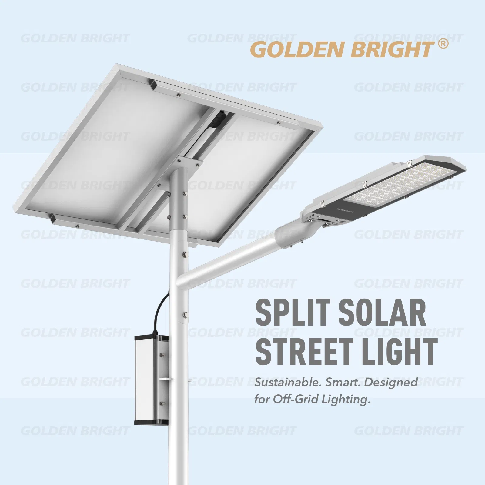 Luz de Rua Solar Split ao Ar Livre com LiFePO4 Bateria e Lâmpada LED