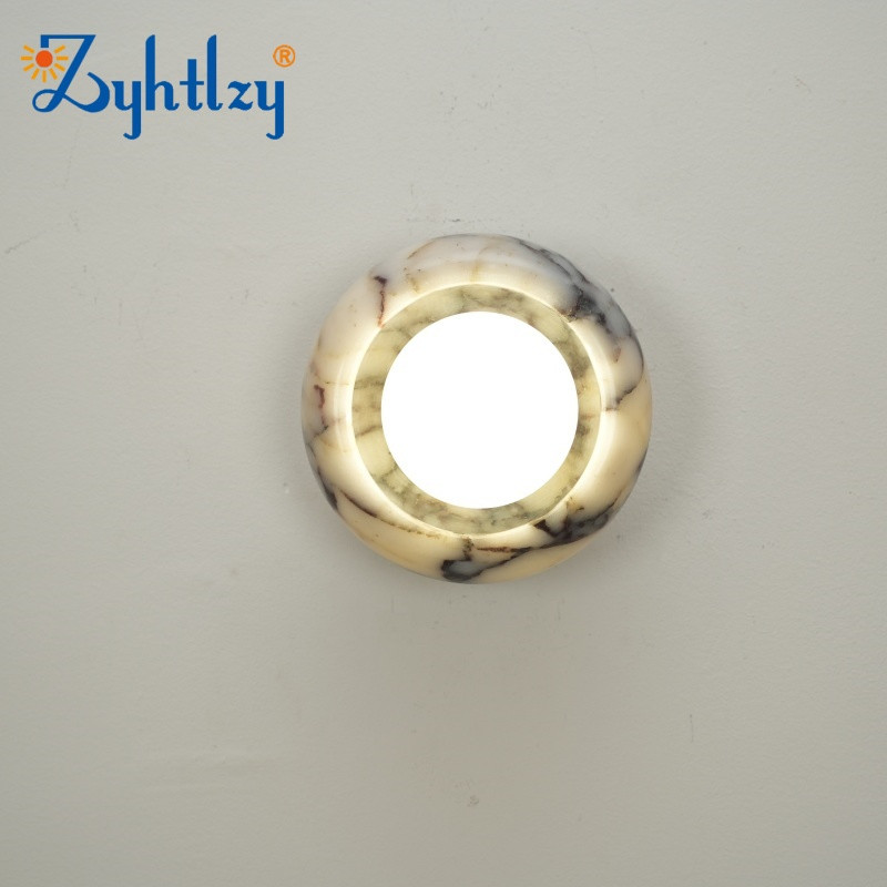 Aplique de parede de mármore moderno Luz para casa hotel ao lado da cama simples LED lâmpada de parede em alabastro (ZY-BG008)