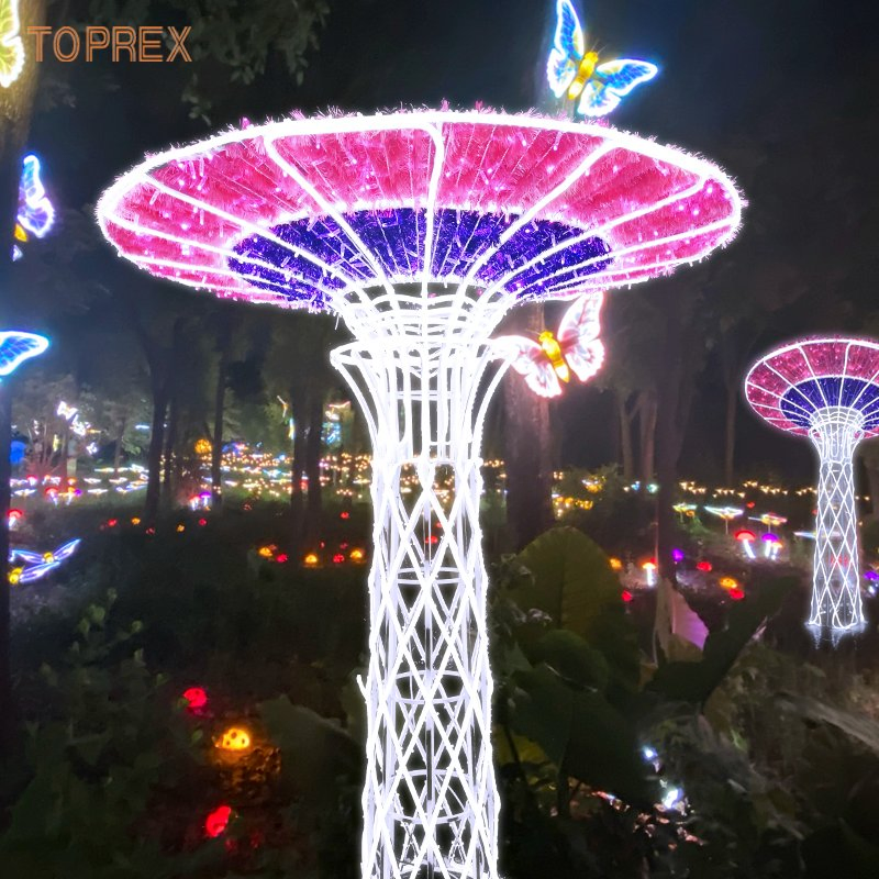 Toprex 3D Luz Decorativa de Cogumelo com Brilho Quente e Design à Prova d'Água para Jardins Exteriores