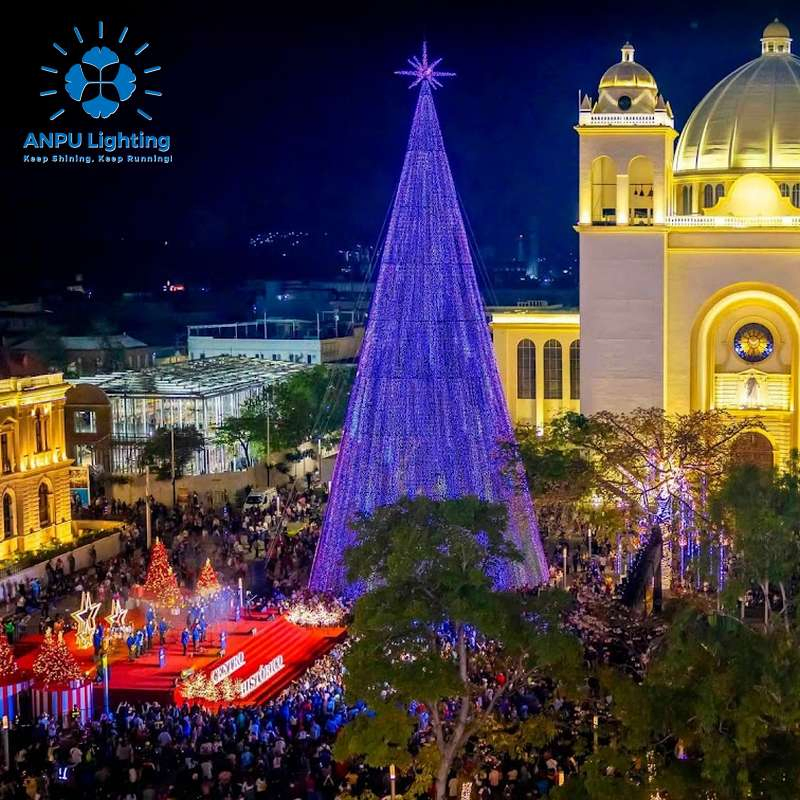 Árvore de Natal Gigante de LED RGB Anpu para Iluminação Comercial ao Ar Livre