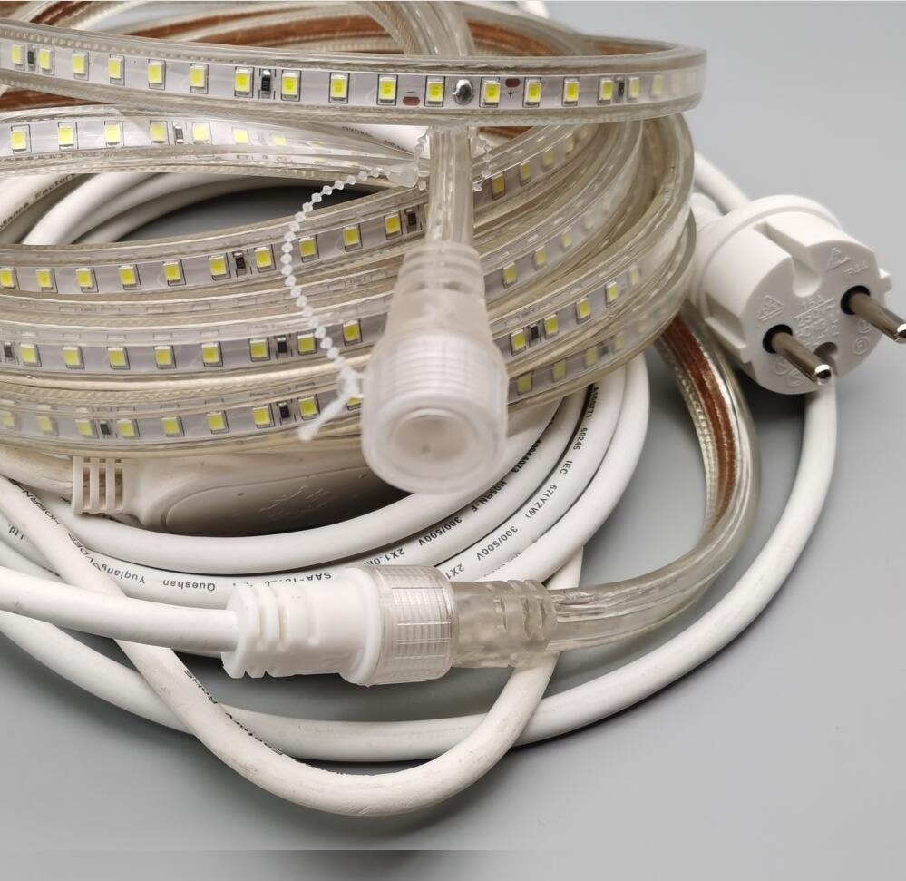 Fita de LED de alta qualidade em alta tensão, luz branca quente, luz branca fria, fita decorativa RGB, fita de LED à prova d'água para iluminação residencial e comercial