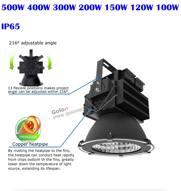 Luz de Alta Potência para Teto Alto 5 Anos de Garantia Dimerizável IP65 À Prova d'Água 500W 300W 400W Luminária LED para Teto Alto