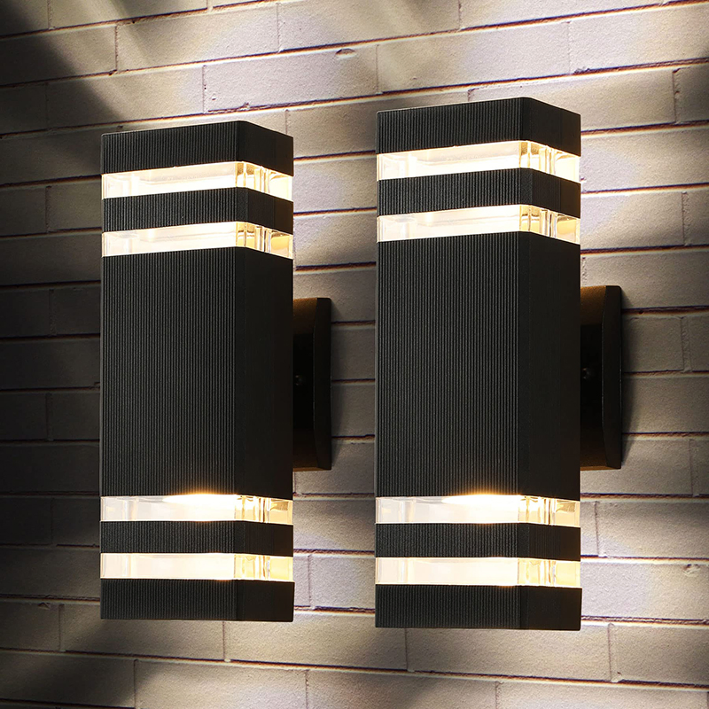 Luzes LED Quadradas para Cima e para Baixo Luzes de Montagem em Parede Externa 14W IP65 Luz Branca Quente Luminárias Modernas de Alumínio à Prova d'Água Lâmpadas Exteriores para Varanda, Pátio, Garagem