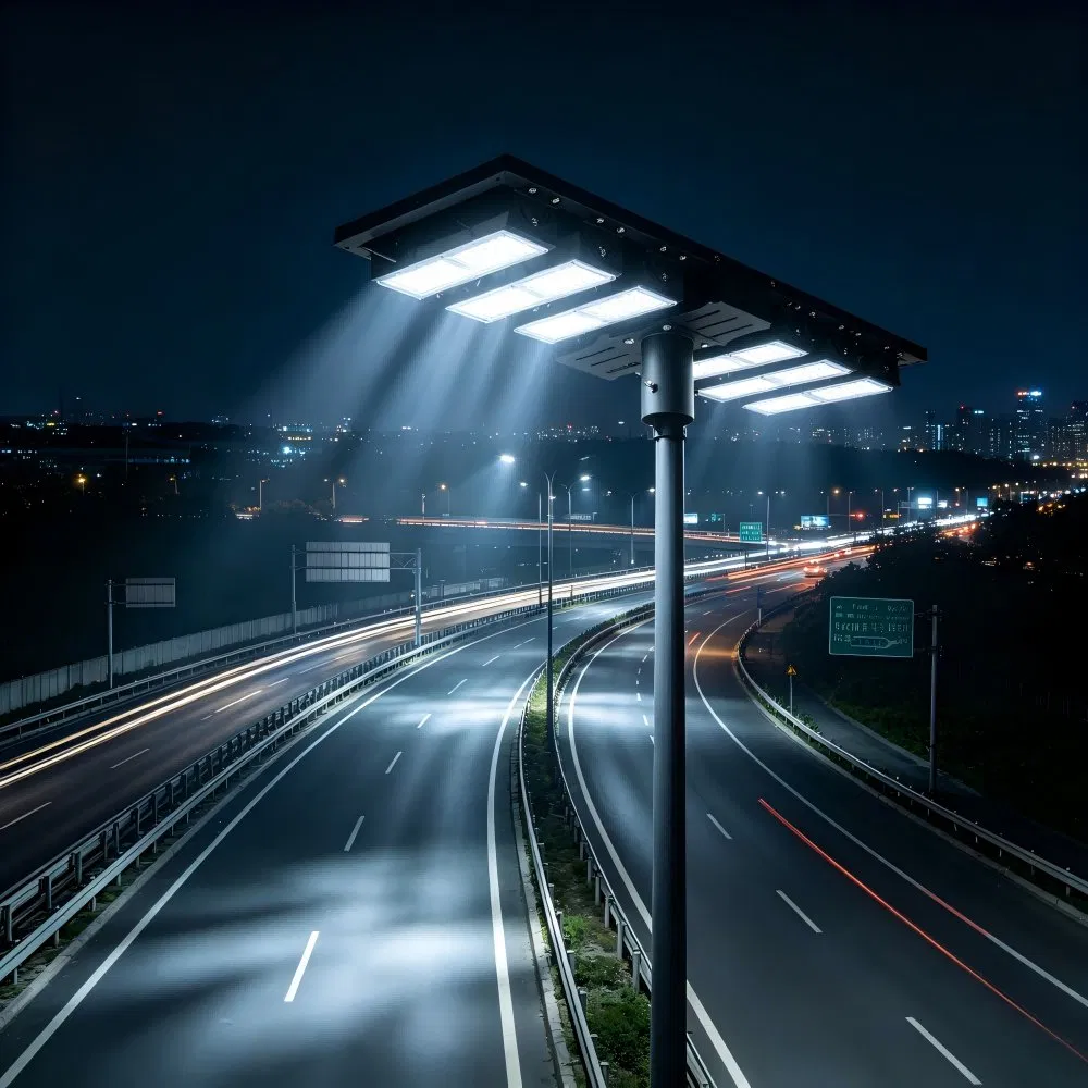 Luz de Rua Solar Integrada em Alumínio Espacial com 5054 LED de Alto Lúmen 160lm/W Lâmpada Ajustável