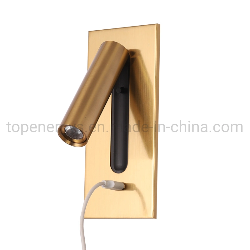 Luz de Parede LED USB Hiden Switch 5V 2A Carregador USB Quarto Hotel Iluminação de Leitura ao Lado da Cama Lâmpada Decoração Moderna Aplique LED Loft