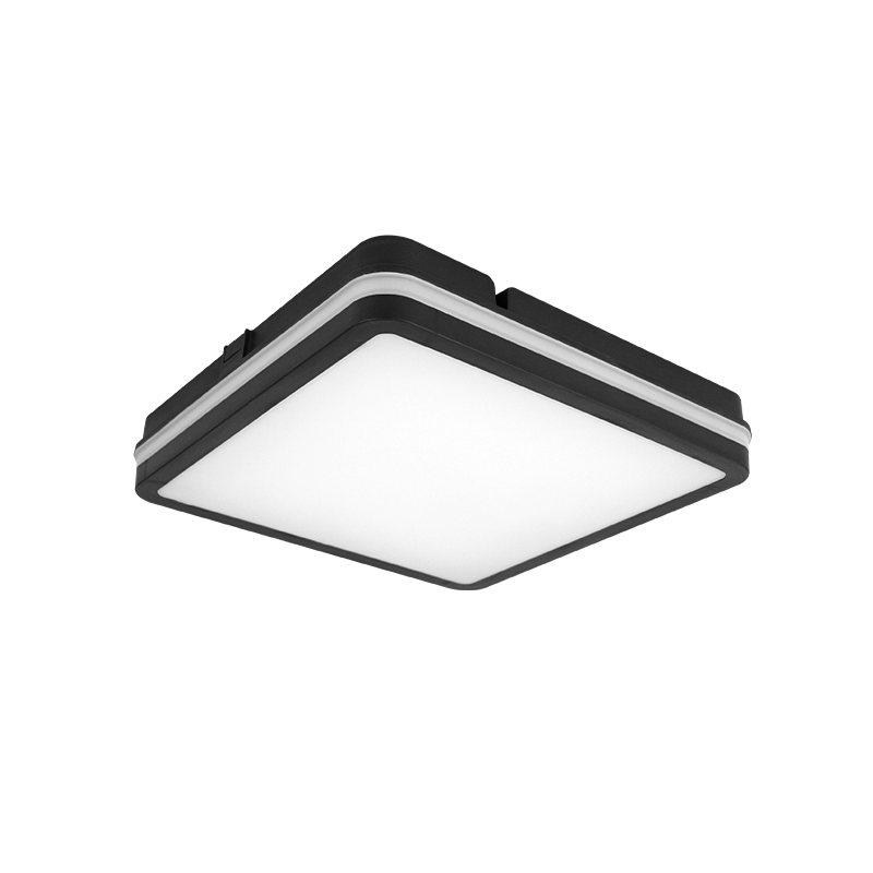 Luz de Teto LED Quadrada Branca Preta de Madeira de Noz para Exterior com Sensor de Movimento