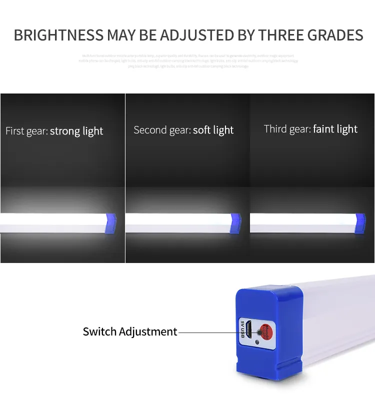 Lanterna Tubular LED Portátil de Emergência com Carga USB T5 T8 60W 40W