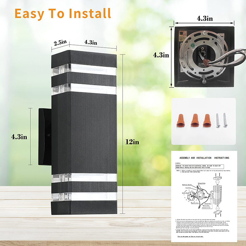 Luzes LED Quadradas para Cima e para Baixo Luzes de Montagem em Parede Externa 14W IP65 Luz Branca Quente Luminárias Modernas de Alumínio à Prova d'Água Lâmpadas Exteriores para Varanda, Pátio, Garagem