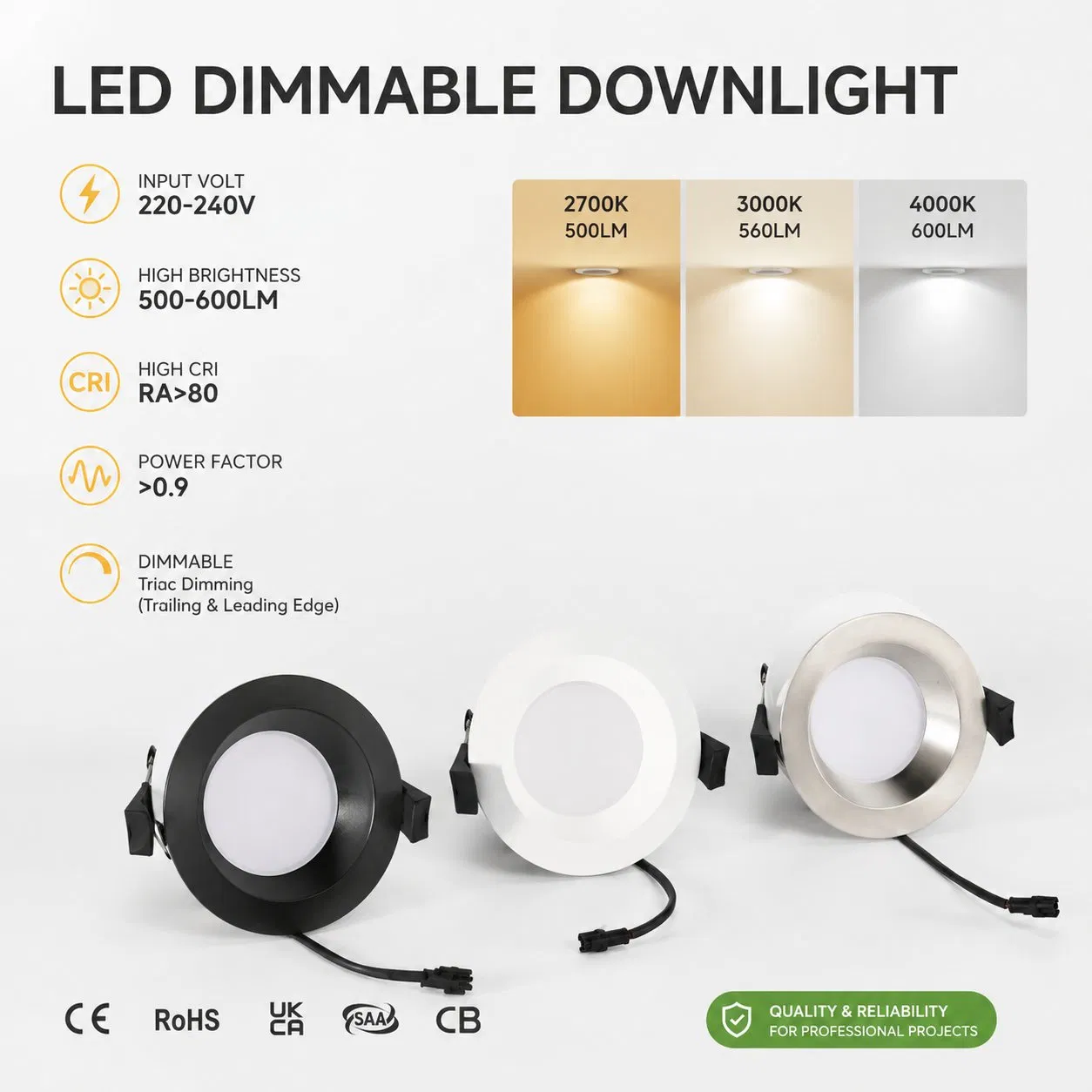 Iluminação LED de Teto Recessado para Barco em Alumínio Marinho Genuíno 24V 7W