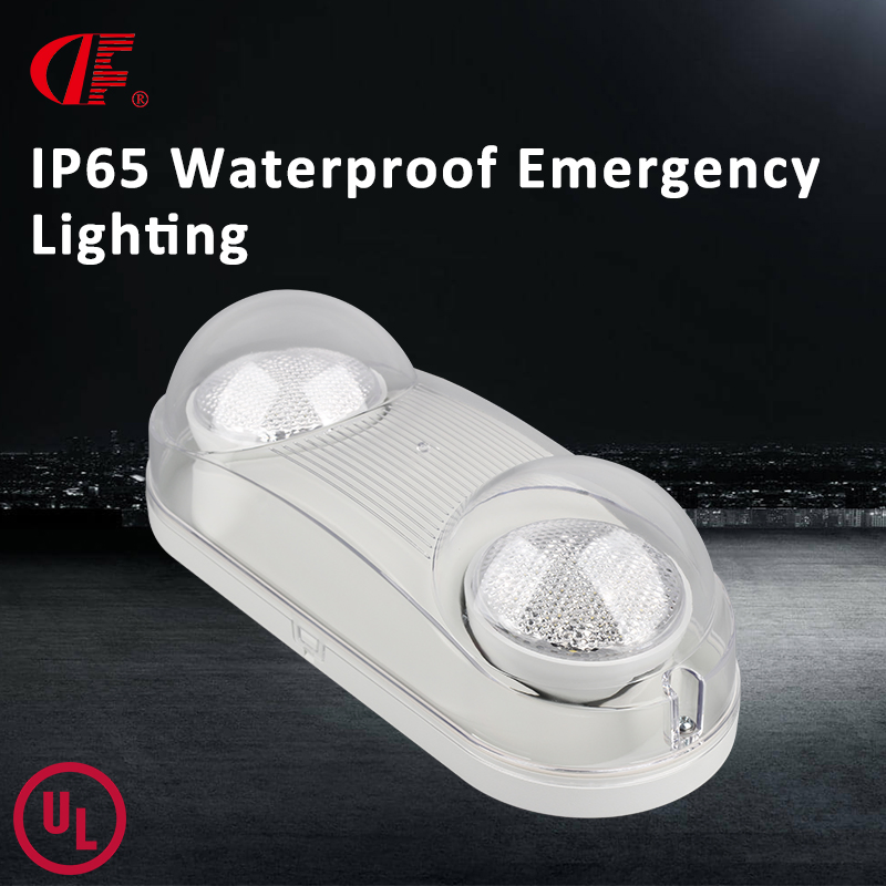 Iluminação de Emergência LED Ajustável com Duas Cabeças IP65 Iluminação de Emergência à Prova d'Água com Backup de Bateria