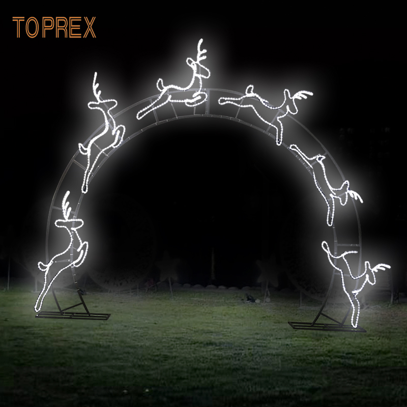 Toprex 2024 Nova Decoração de Casamento Luz de Veado LED Arco Externo Decoração de Arco de Rua 3D Luz de Motivo de Arco