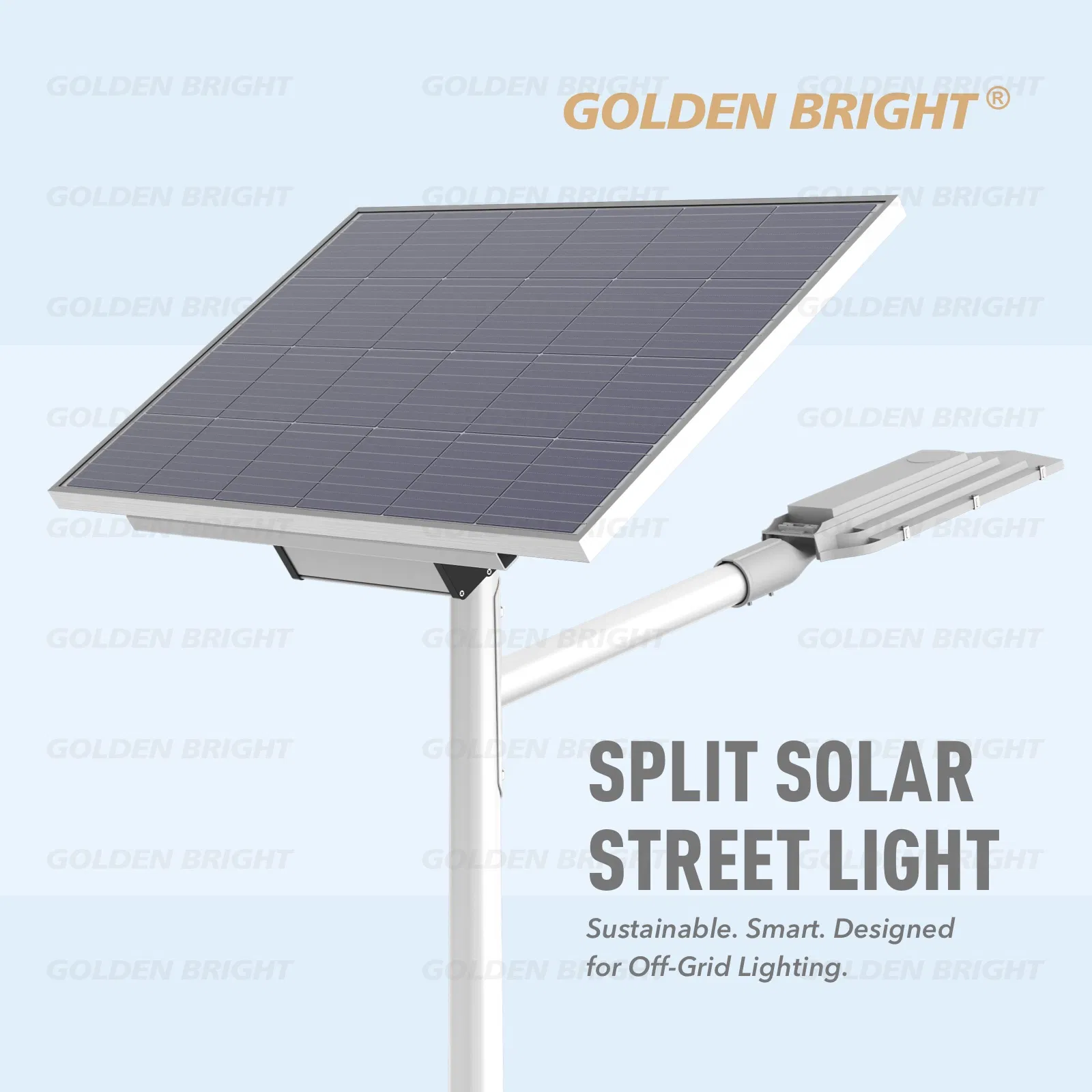 Luz de Rua Solar Split ao Ar Livre com LiFePO4 Bateria e Lâmpada LED