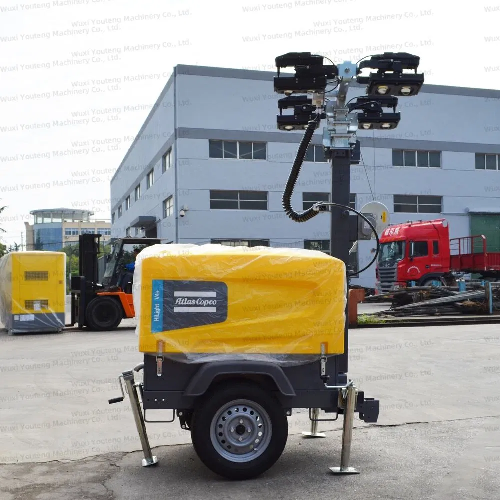 Torres de Luz de Mastros Portáteis a Diesel LED para Exterior Atlas Copco Hilight V4+