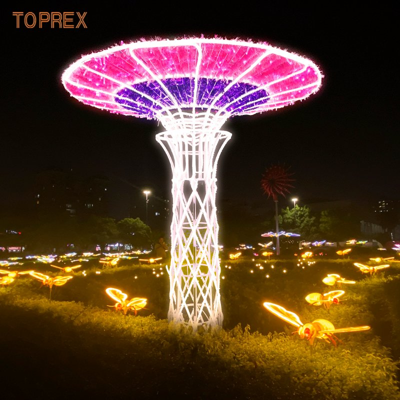 Toprex 3D Luz Decorativa de Cogumelo com Brilho Quente e Design à Prova d'Água para Jardins Exteriores