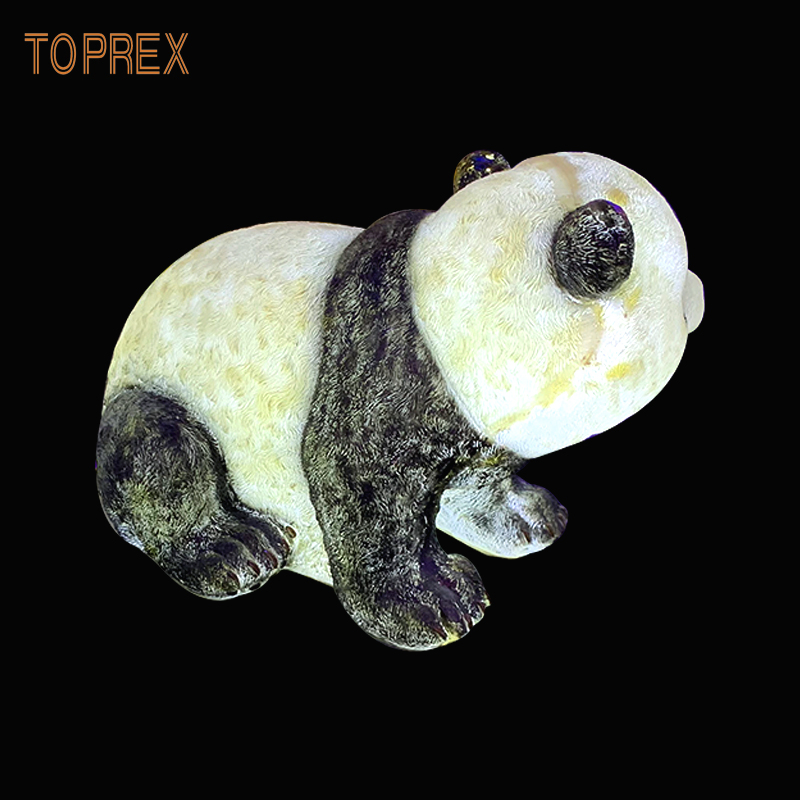 Escultura de Panda em Resina Toprex Luz para Jardim Pátio Luminária Decorativa de Noite