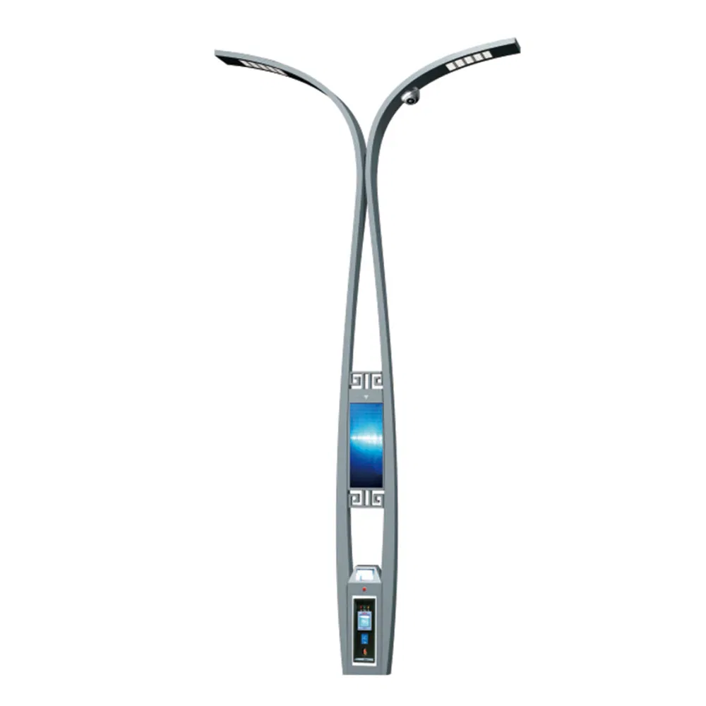 Iluminação de Cidade Inteligente com Display de Tela LED, Câmera de Vigilância Inteligente, Transmissor WiFi, Poste Inteligente