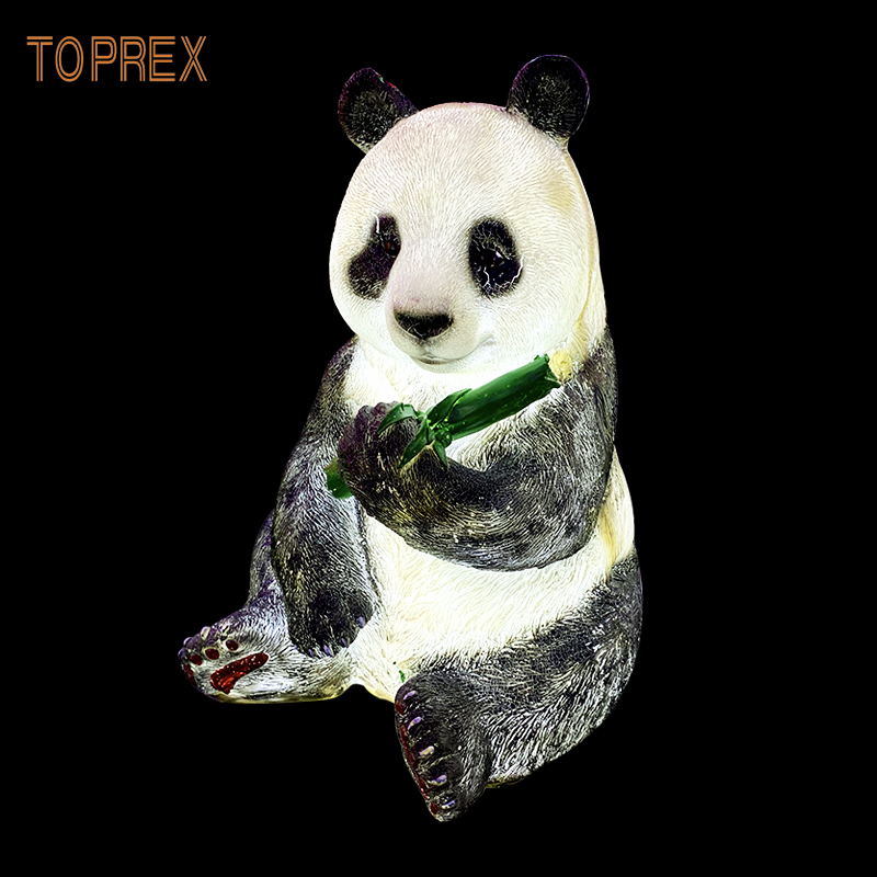 Escultura de Panda em Resina Toprex Luz para Jardim Pátio Luminária Decorativa de Noite