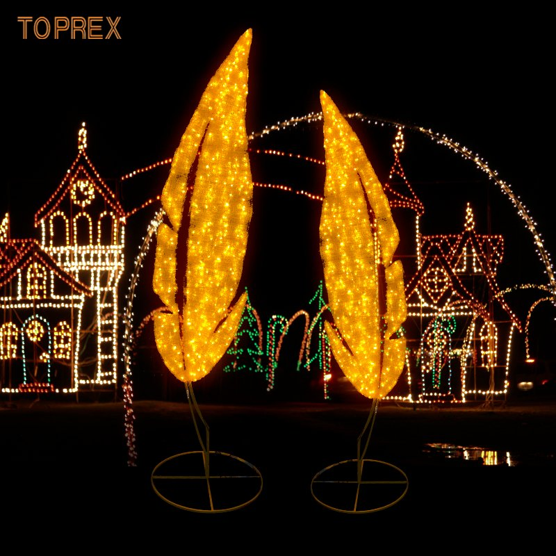 Ornamentos em Acrílico em Forma de Folha da Toprex City para Decorações Sazonais e ao Ar Livre com Iluminação
