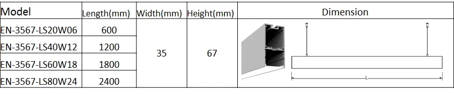 Luminária de Pendente Linear LED para Iluminação Interna