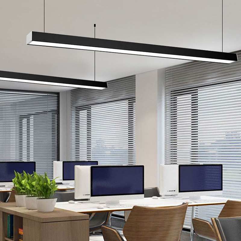 Luminárias de Teto Montadas em Pendentes de Alumínio com Anti-reflexo para Escritório, Lâmpada Linear LED para Motivo de Hotel e Escola, Garantia 5 Anos