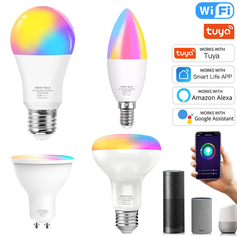 Lâmpada Inteligente RGB de Alta Potência com Economia de Energia Iluminação de Emergência Interior Bluetooth 85-265V Dob WiFi Interno Tuya Controle Remoto IC Luz Regulável E27 B22 Lâmpada LED