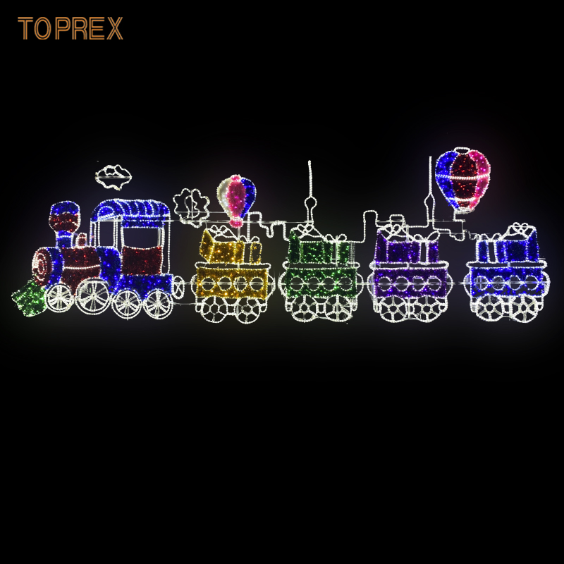 Toprex 2D Trem Decorativo com Rodas Móveis e Efeitos de LED para Iluminação de Exibições de Férias
