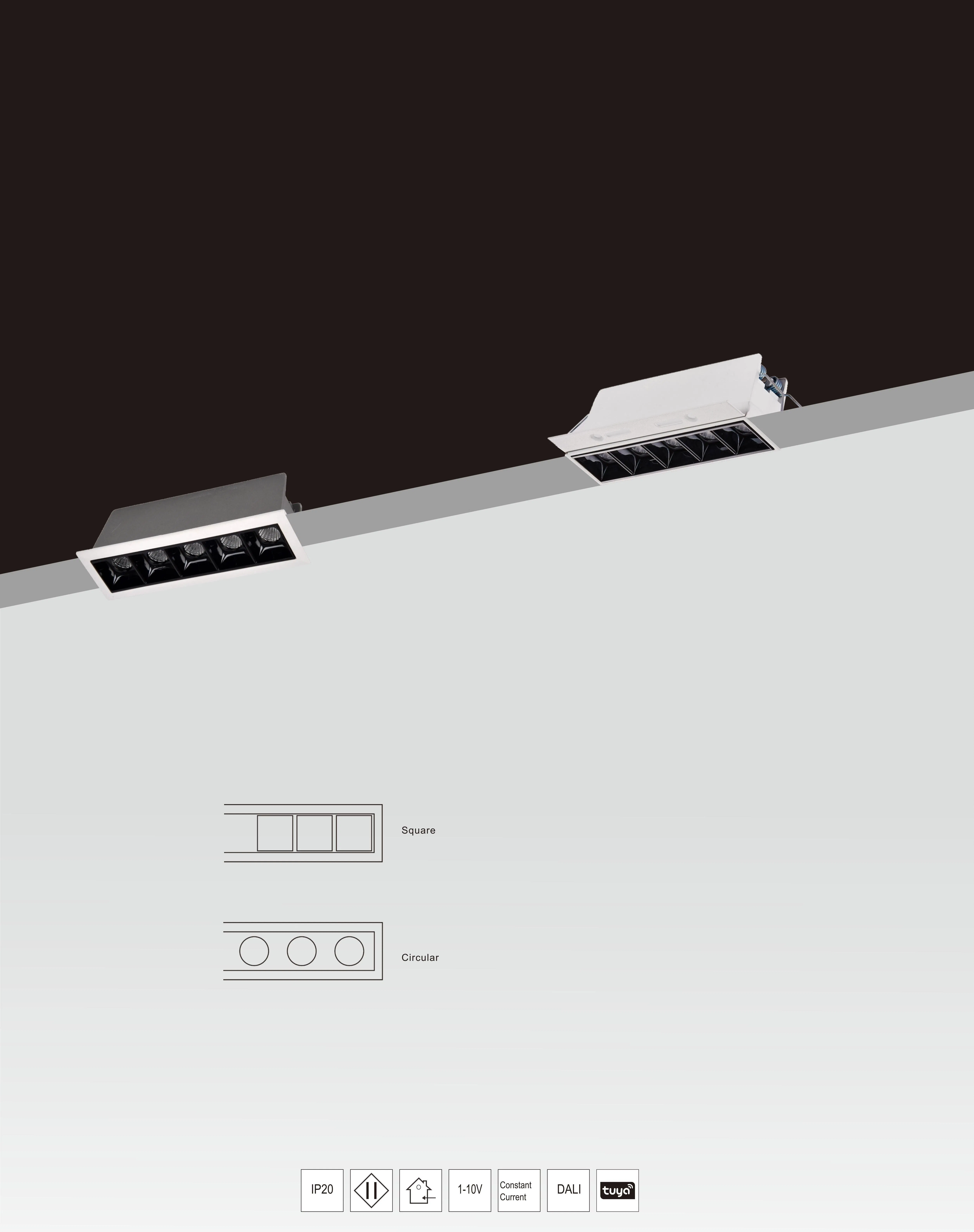 Luminária linear LED moderna e elegante para design de interiores