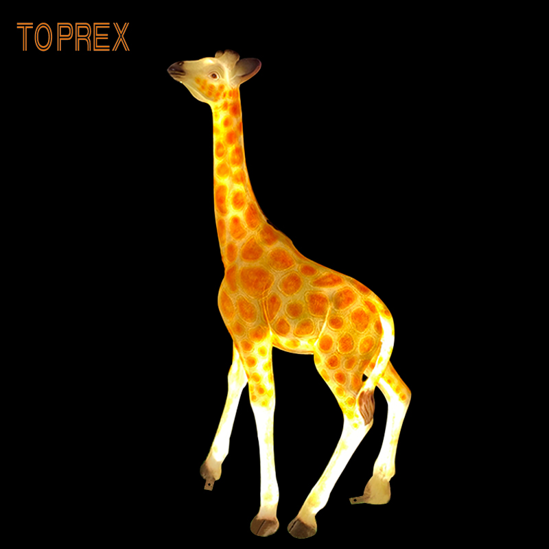 Escultura de Girafa em Resina Toprex Simulada com Iluminação LED Decorativa para Exterior à Prova d'Água