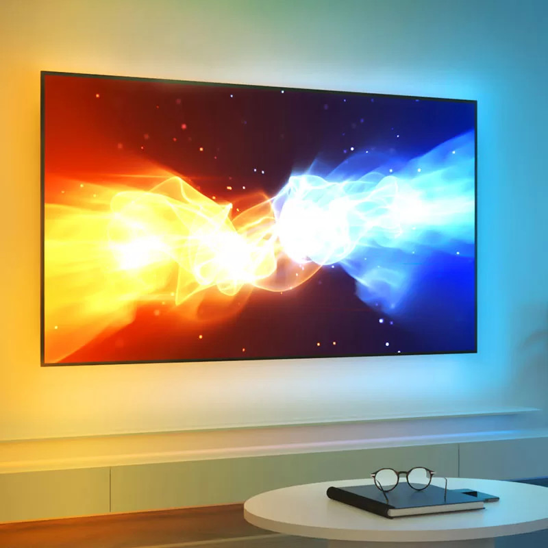 Fita de LED ambiente inteligente autoadesiva RGBIC de várias cores com sincronização de cor para TV, controle remoto e aplicativo, compatível com Alexa e Google