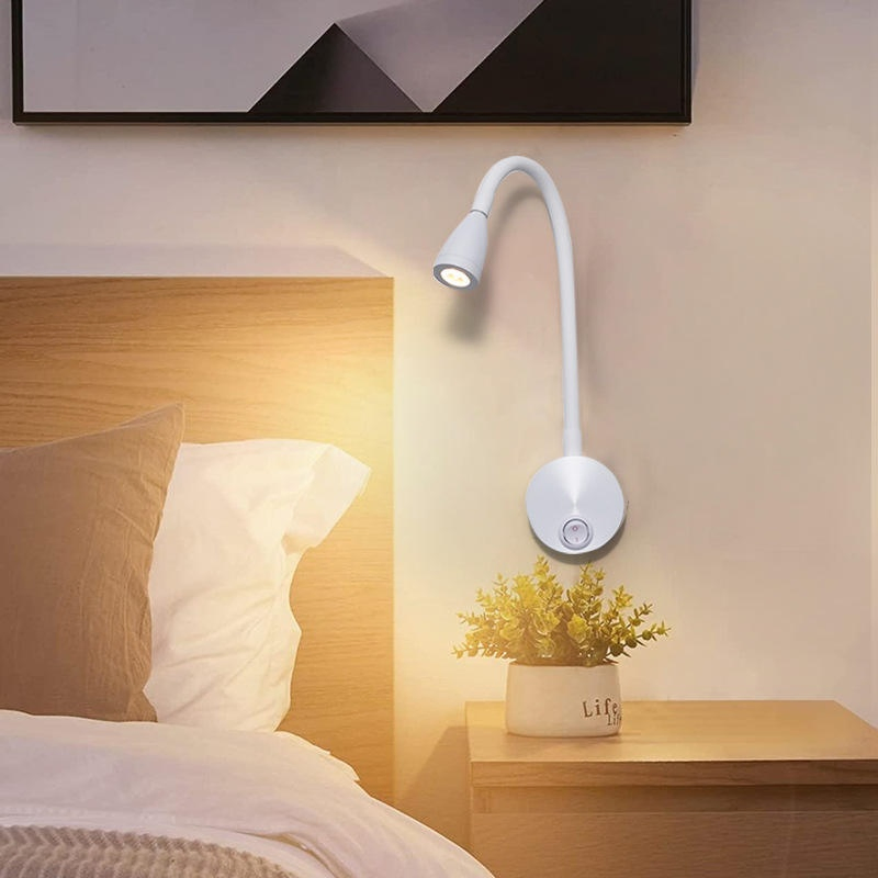 Luz de parede LED ajustável com pescoço de ganso para leitura
