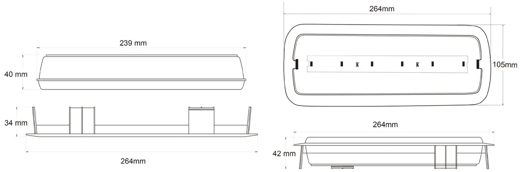 Dimensões da Iluminação de Emergência LED
