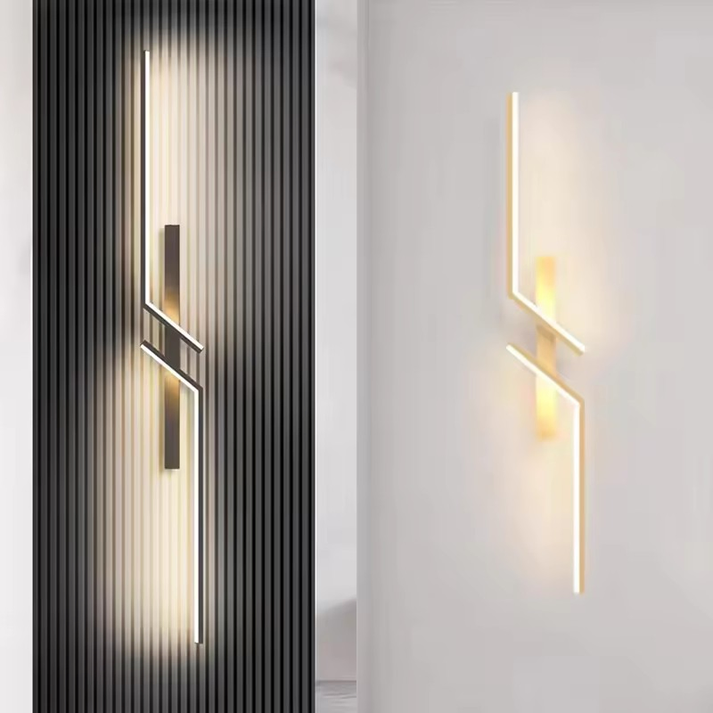 Luminária de parede LED moderna para interiores, luzes de parede para hotel, suporte de parede em alumínio preto e dourado