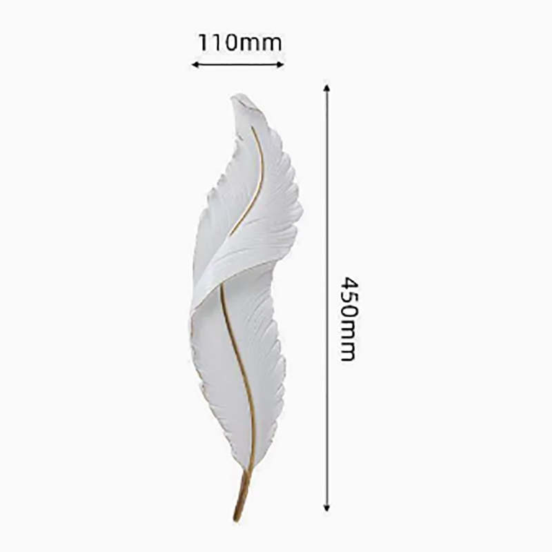 Luminária de Parede Decorativa de Cabeceira Estilo Nórdico Aplique de Resina Forma de Pena Luz de Parede LED Luzes de Lavagem de Parede para Sala de Estar Quarto