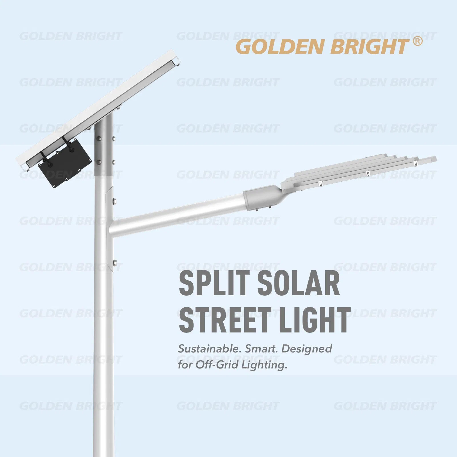 Luz de Rua Solar Split ao Ar Livre com LiFePO4 Bateria e Lâmpada LED
