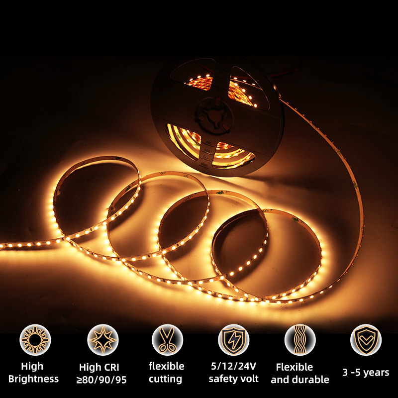 Iluminação de Faixa LED Atacado CRI90 18W/m IP20 IP65 IP67 Fita Flexível Opcional para Decoração de Armários em Casa
