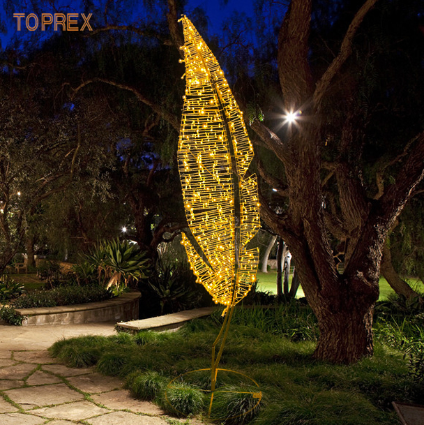 Ornamentos em Acrílico em Forma de Folha da Toprex City para Decorações Sazonais e ao Ar Livre com Iluminação
