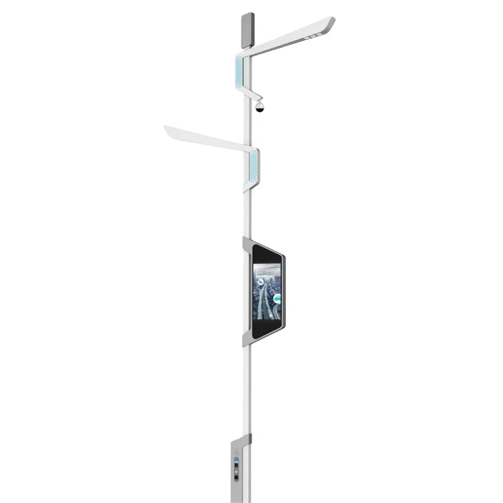 Iluminação de Cidade Inteligente com Display de Tela LED, Câmera de Vigilância Inteligente, Transmissor WiFi, Poste Inteligente