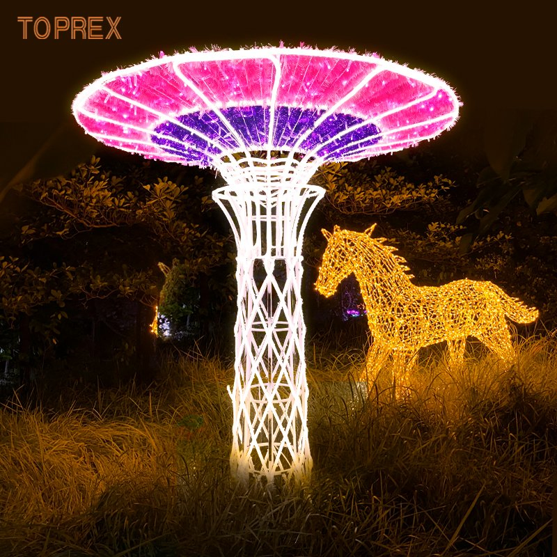 Toprex 3D Luz Decorativa de Cogumelo com Brilho Quente e Design à Prova d'Água para Jardins Exteriores