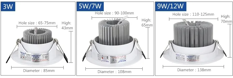 Spotlight LED Recessado 3W-12W para Teto