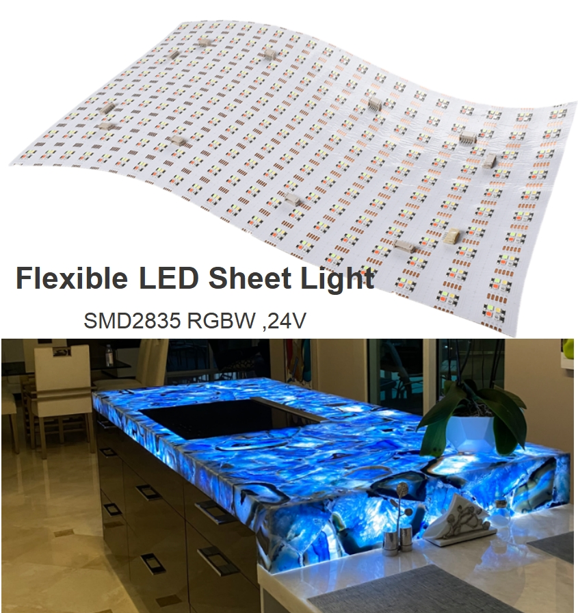 Painel de Luz de Fundo LED RGBW Painéis de Pedra de Ágata Colorida para Decoração de Piso e Parede Iluminada, Bancada Translúcida