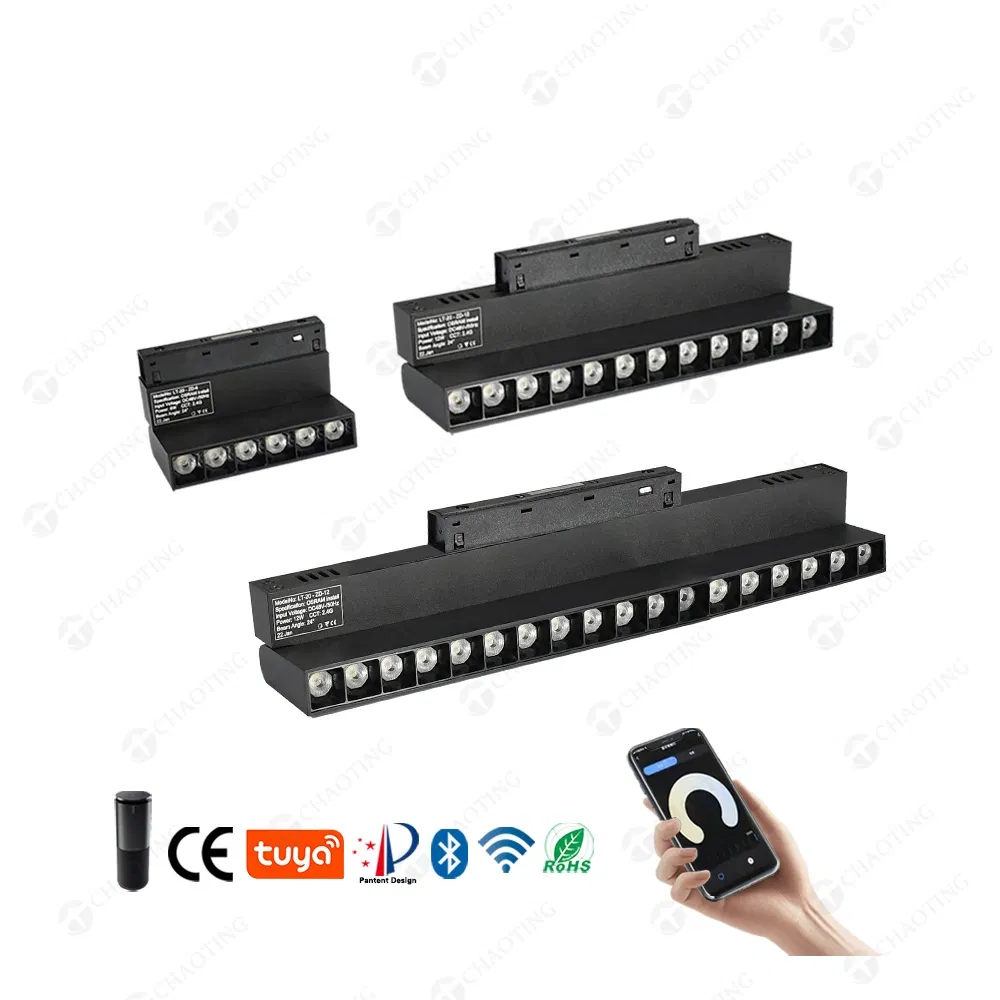 Luz de trilho magnética ajustável inteligente LED personalizada de fábrica para iluminação interior LED
