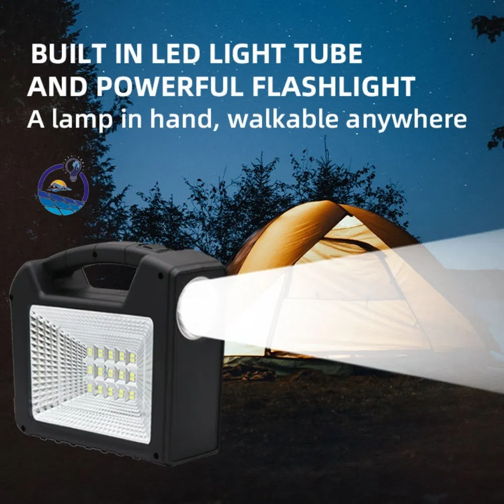 Portable Solar Emergency LED Lighting Kit USB Port Solar Panel 10000mAh Rechargeable Battery Pack for Home Landscape Road