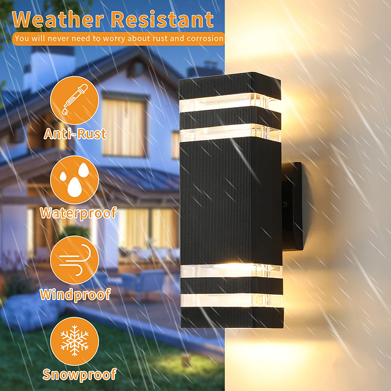 Luzes LED Quadradas para Cima e para Baixo Luzes de Montagem em Parede Externa 14W IP65 Luz Branca Quente Luminárias Modernas de Alumínio à Prova d'Água Lâmpadas Exteriores para Varanda, Pátio, Garagem