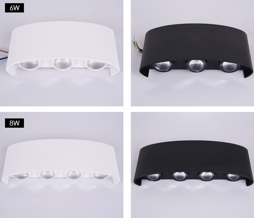 Luz de Parede LED Exterior de Concreto para Varanda Preto Branco 8W Branco Quente 3000K AC85-265V IP54