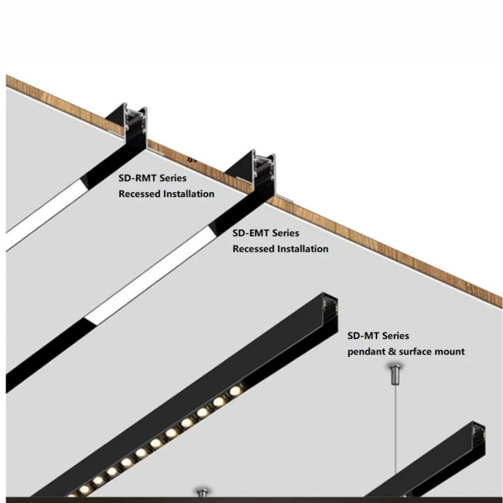 DC48V Luminária LED Spot de Magnet Lighting 16 mm 16mm 38mm Sistema de Iluminação Linear Magnética Embutida com Barra de Trilho de Luz